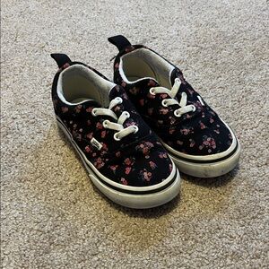 Vans Toddler Black and Pink Floral Sneakers GUC SZ 9.5